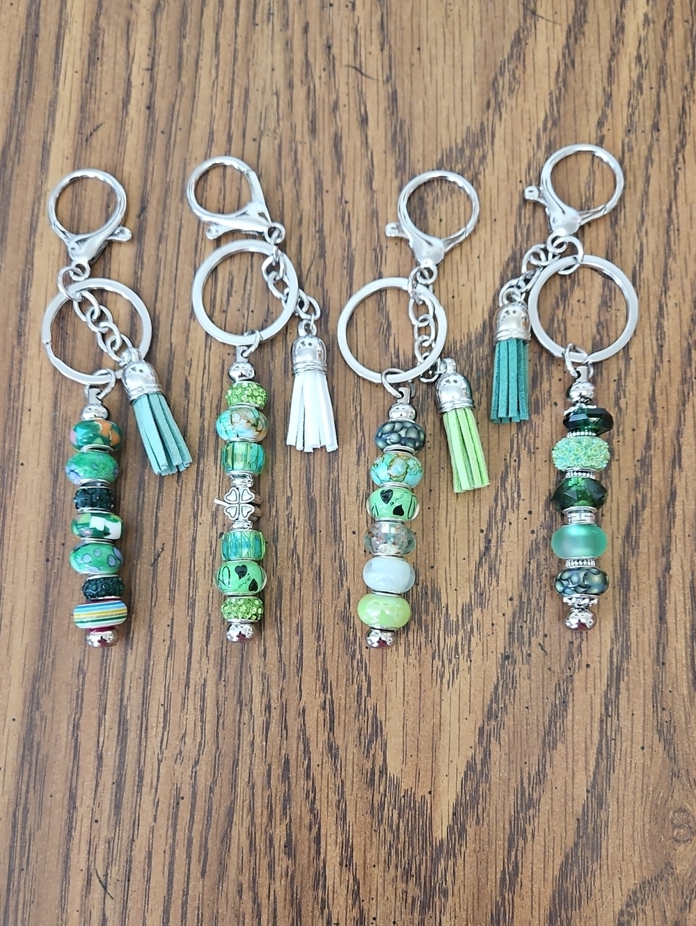1 Handmade Beaded Tassel Keychain - Green Multicolor